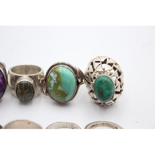 1169 - Eight .925 silver gemstone set rings