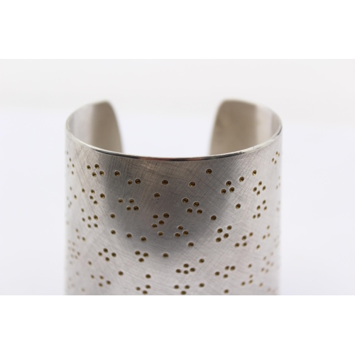 1170 - A Modernist style .925 silver textured statement cuff bangle