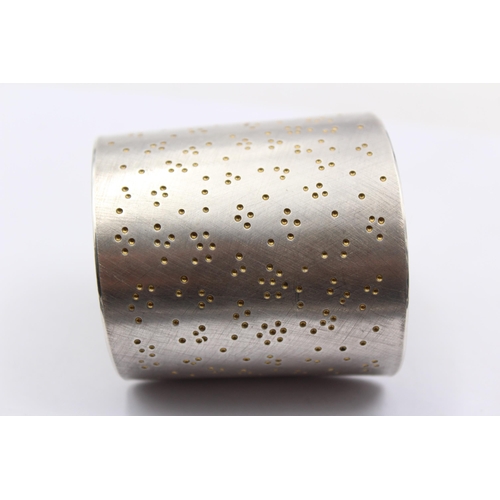 1170 - A Modernist style .925 silver textured statement cuff bangle