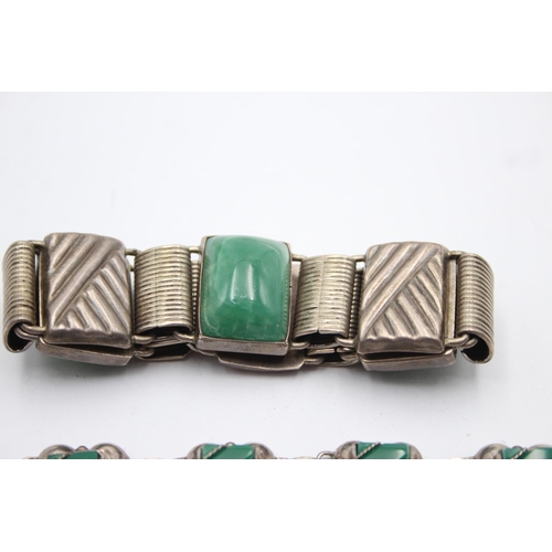 1174 - Two Mexican .925 silver panel bracelets