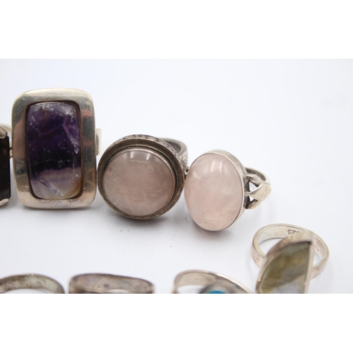 1180 - Nine .925 silver gemstone set rings