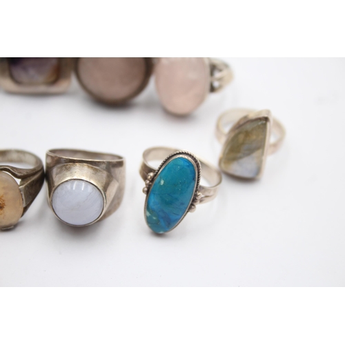 1180 - Nine .925 silver gemstone set rings