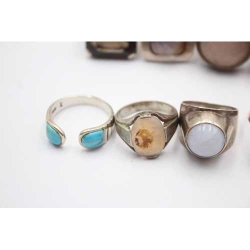 1180 - Nine .925 silver gemstone set rings