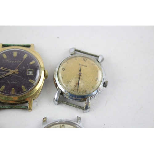 1299 - Five vintage mechanical and automatic men's wristwatch heads to include Rodania, Sekonda etc.