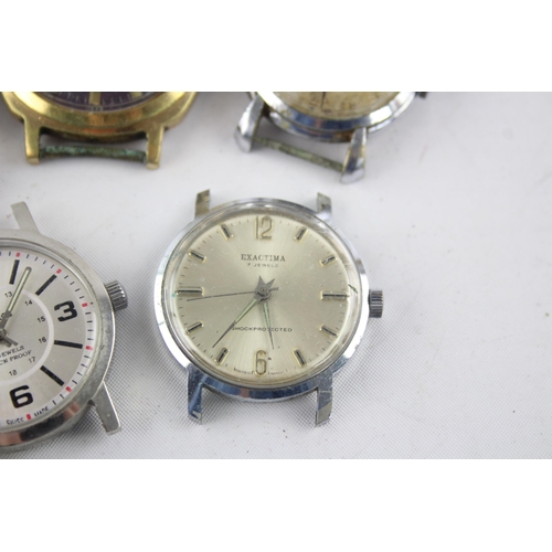 1299 - Five vintage mechanical and automatic men's wristwatch heads to include Rodania, Sekonda etc.