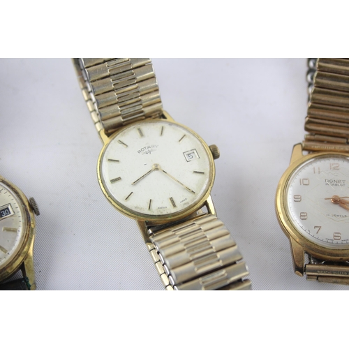 1302 - Four vintage mechanical men's wristwatches to include Ronet, Rotary etc.