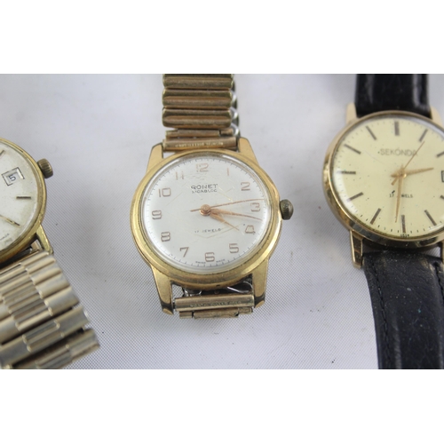 1302 - Four vintage mechanical men's wristwatches to include Ronet, Rotary etc.