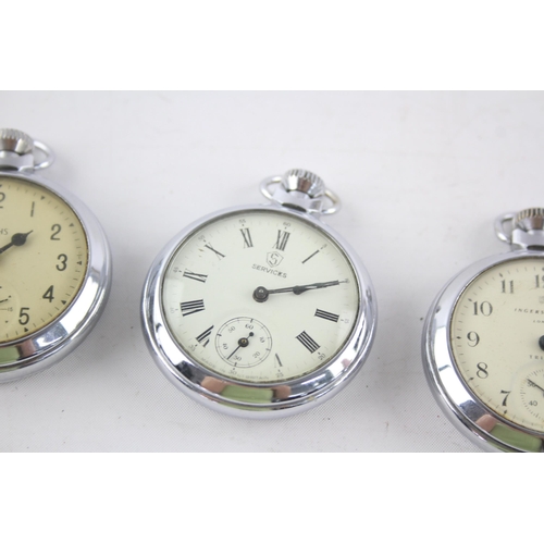 1303 - Four vintage hand-wind pocket watches to include Smiths, Ingersoll etc.