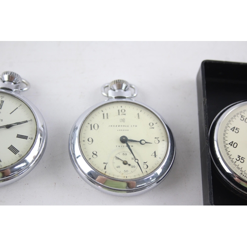 1303 - Four vintage hand-wind pocket watches to include Smiths, Ingersoll etc.