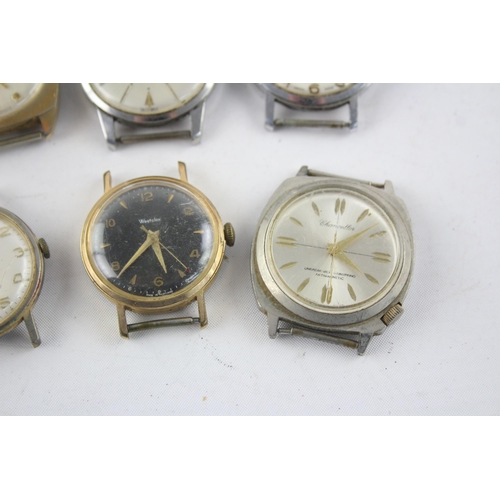 1307 - Six vintage mechanical men's wristwatch heads to include Westclox, Lucerne etc.