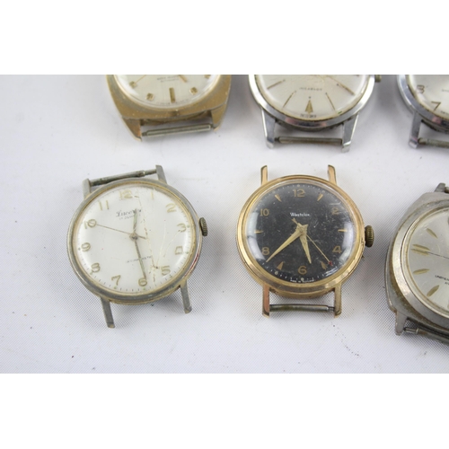 1307 - Six vintage mechanical men's wristwatch heads to include Westclox, Lucerne etc.