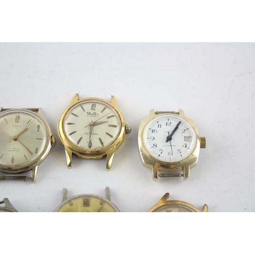 1308 - Six vintage mechanical men's wristwatch heads to include MuDu, Ingersoll etc.