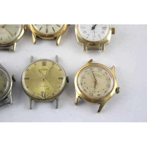 1308 - Six vintage mechanical men's wristwatch heads to include MuDu, Ingersoll etc.