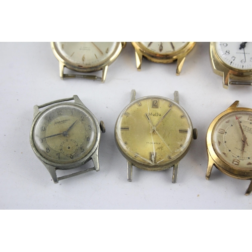 1308 - Six vintage mechanical men's wristwatch heads to include MuDu, Ingersoll etc.