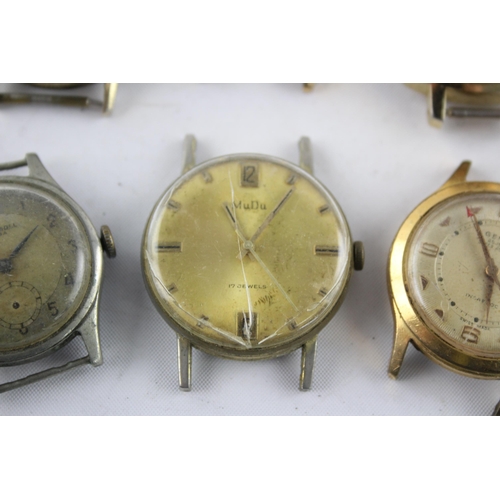 1308 - Six vintage mechanical men's wristwatch heads to include MuDu, Ingersoll etc.