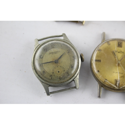 1308 - Six vintage mechanical men's wristwatch heads to include MuDu, Ingersoll etc.