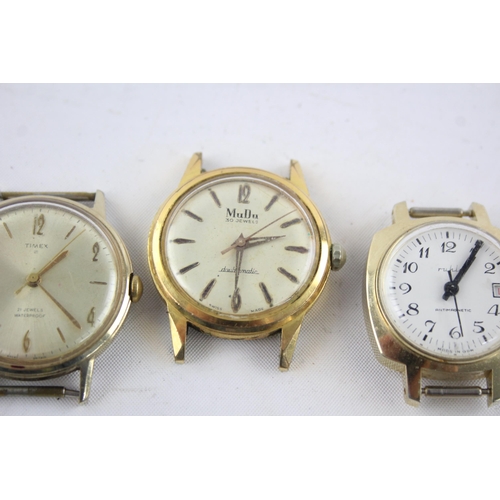 1308 - Six vintage mechanical men's wristwatch heads to include MuDu, Ingersoll etc.