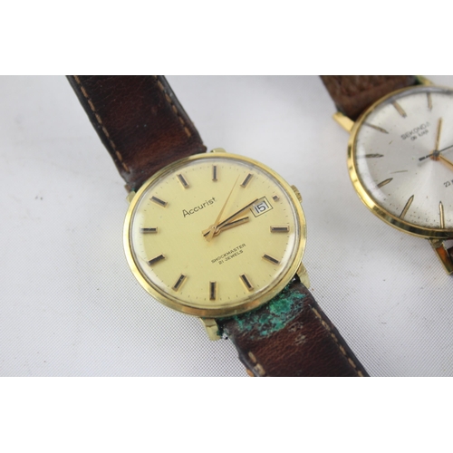 1309 - Three vintage men's wristwatches to include Rotary, Accurist etc.