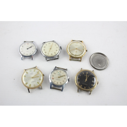 1311 - Six vintage mechanical men's wristwatch heads to include The Hatton etc.