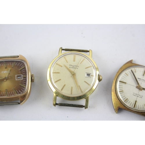 1312 - Four vintage mechanical and automatic men's wristwatch heads to include Tissot, Waltham etc.