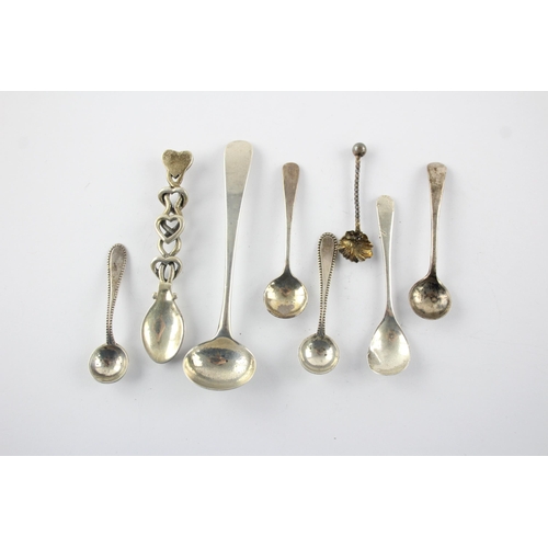 1344 - Eight .800 & .925 silver condiment spoons - approx. gross weight 47 grams