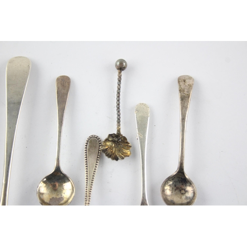 1344 - Eight .800 & .925 silver condiment spoons - approx. gross weight 47 grams