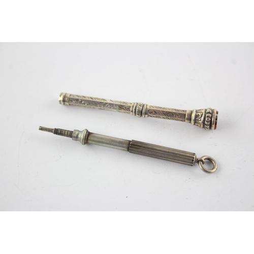 1347 - Two hallmarked sterling silver pencils to include S. Mordan & Co etc. - approx. gross weight 9 grams