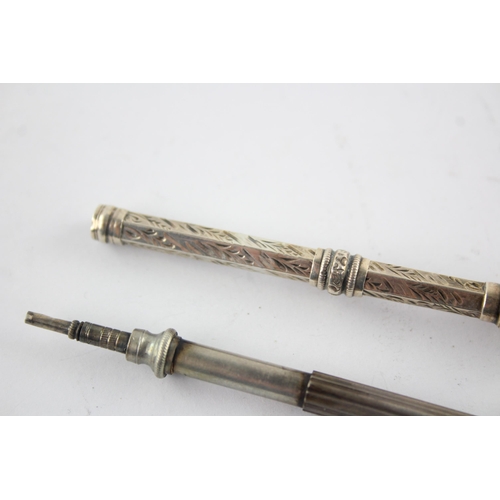 1347 - Two hallmarked sterling silver pencils to include S. Mordan & Co etc. - approx. gross weight 9 grams