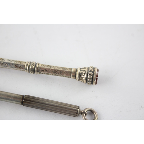 1347 - Two hallmarked sterling silver pencils to include S. Mordan & Co etc. - approx. gross weight 9 grams