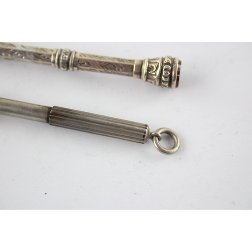 1347 - Two hallmarked sterling silver pencils to include S. Mordan & Co etc. - approx. gross weight 9 grams