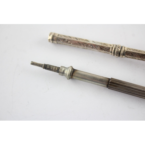 1347 - Two hallmarked sterling silver pencils to include S. Mordan & Co etc. - approx. gross weight 9 grams