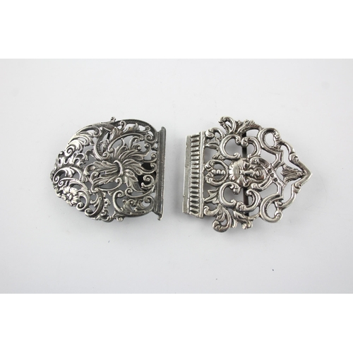 1363 - Two hallmarked sterling silver lady's part belt buckles - approx. gross weight 70 grams