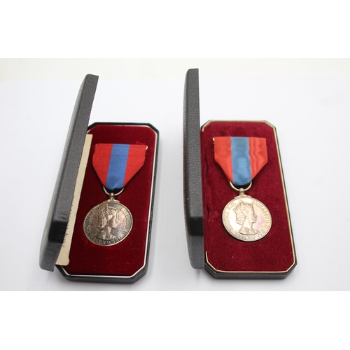 1377 - Two boxed Elizabeth II Imperial Service medals, one presented to Francis John Neal and one presented... 