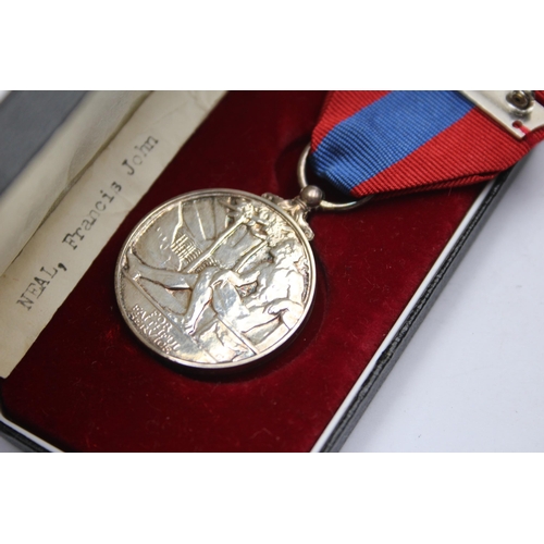 1377 - Two boxed Elizabeth II Imperial Service medals, one presented to Francis John Neal and one presented... 