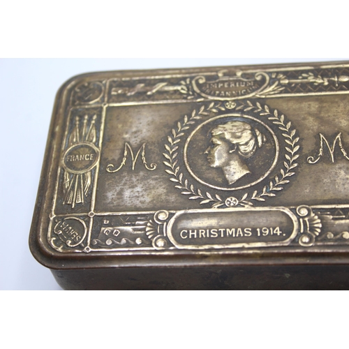 1378 - A WWI 1914 Princess Mary brass Christmas tin with RMS Lusitania medal