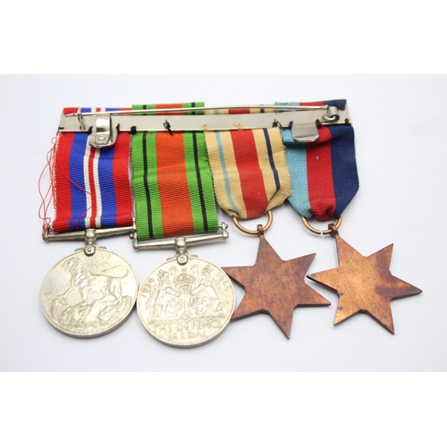 1385 - A WWII mounted medal group to include Africa Star with North Africa clasp etc.