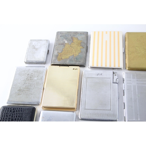 664 - A collection of vintage cigarette cases to include silver plate etc.