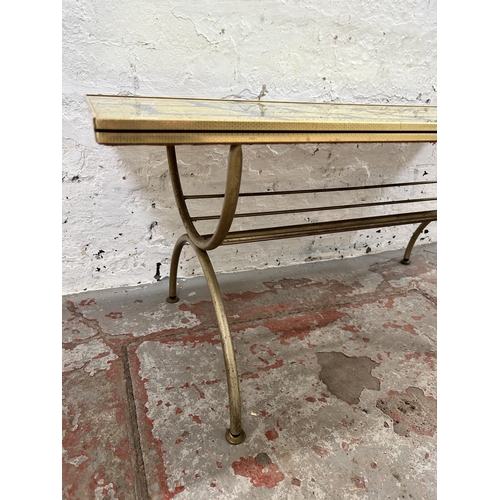 12 - A 1960s Denmor of London tubular metal and foil top rectangular coffee table with glass insert