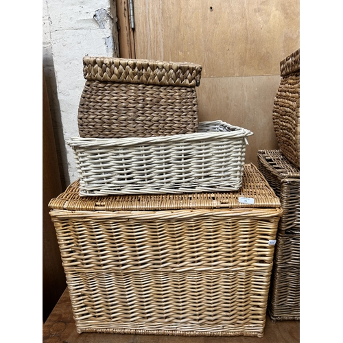 21 - Seven various wicker baskets