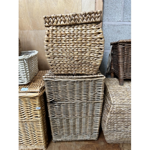 21 - Seven various wicker baskets