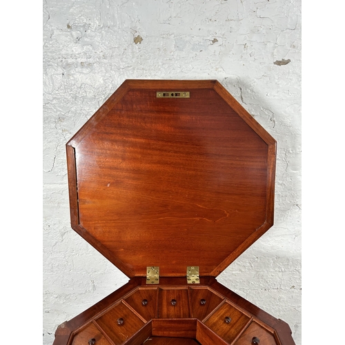 6 - A Victorian inlaid walnut octagonal sewing table with fitted interior and tripod pedestal support - ... 