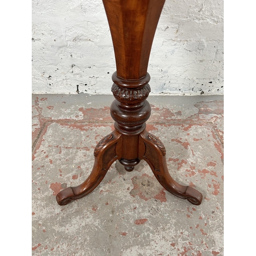 6 - A Victorian inlaid walnut octagonal sewing table with fitted interior and tripod pedestal support - ... 