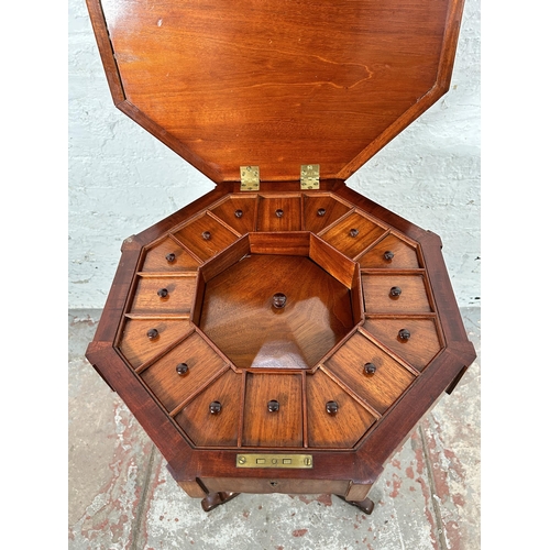 6 - A Victorian inlaid walnut octagonal sewing table with fitted interior and tripod pedestal support - ... 