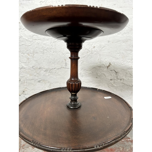 9 - Two pieces of Edwardian mahogany furniture, one circular two tier tripod pedestal side table and one... 