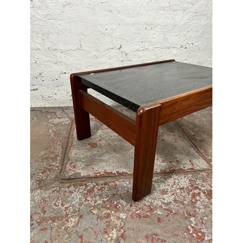 18 - A mid 20th century teak and black marble effect rectangular coffee table