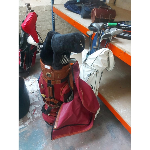 705 - Two golf bags, one McGregor CG1800 and one Affinity containing Donnay, Fazor, Wilson, Howson, Lynx e... 