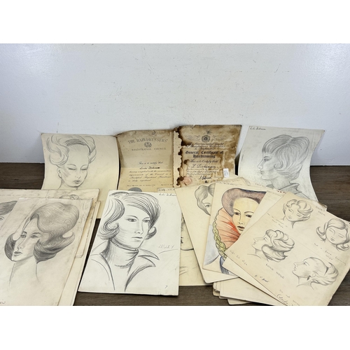 673A - A collection of 1960s hairdressers sketches belonging to Linda Dickinson