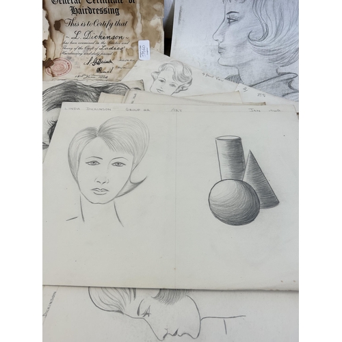 673A - A collection of 1960s hairdressers sketches belonging to Linda Dickinson