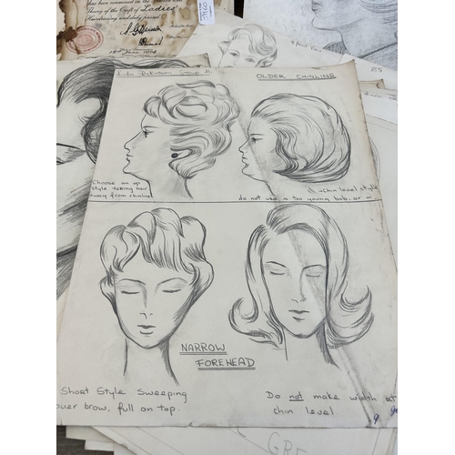 673A - A collection of 1960s hairdressers sketches belonging to Linda Dickinson