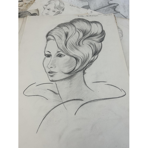 673A - A collection of 1960s hairdressers sketches belonging to Linda Dickinson